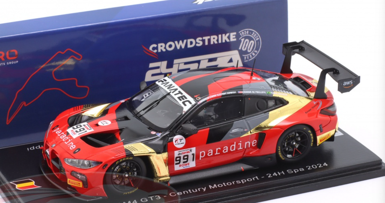 1/43 Spark BMW M4 GT3 No.991 Century Motorsport 24H Spa 2024 D. Leung – P. Ebrahim Carvalho – T. Sowery - C. de Phillippi Car Model