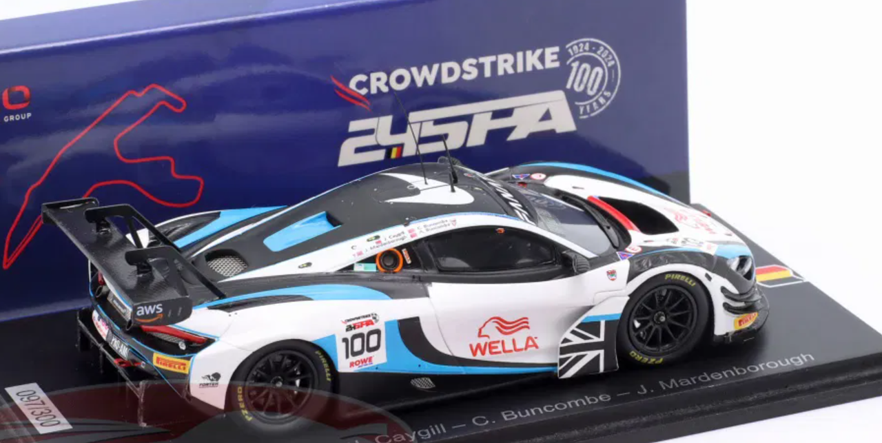 1/43 Spark McLaren 720S GT3 EVO No.100 Team RJN 3rd PRO-AM class 24H Spa 2024 A. Buncombe – J. Caygill – C. Buncombe – J. Mardenborough Car Model