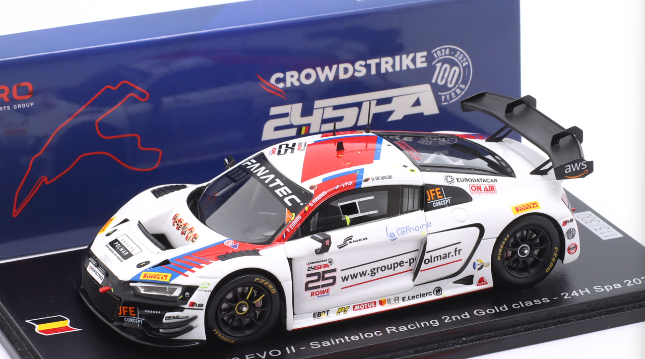1/43 Spark Audi R8 LMS GT3 EVO II No.25 Sainteloc Racing 2nd Gold class 24H Spa 2024 P. Evrard – U. De Wilde – J. Pla – G. Magnus Car Model