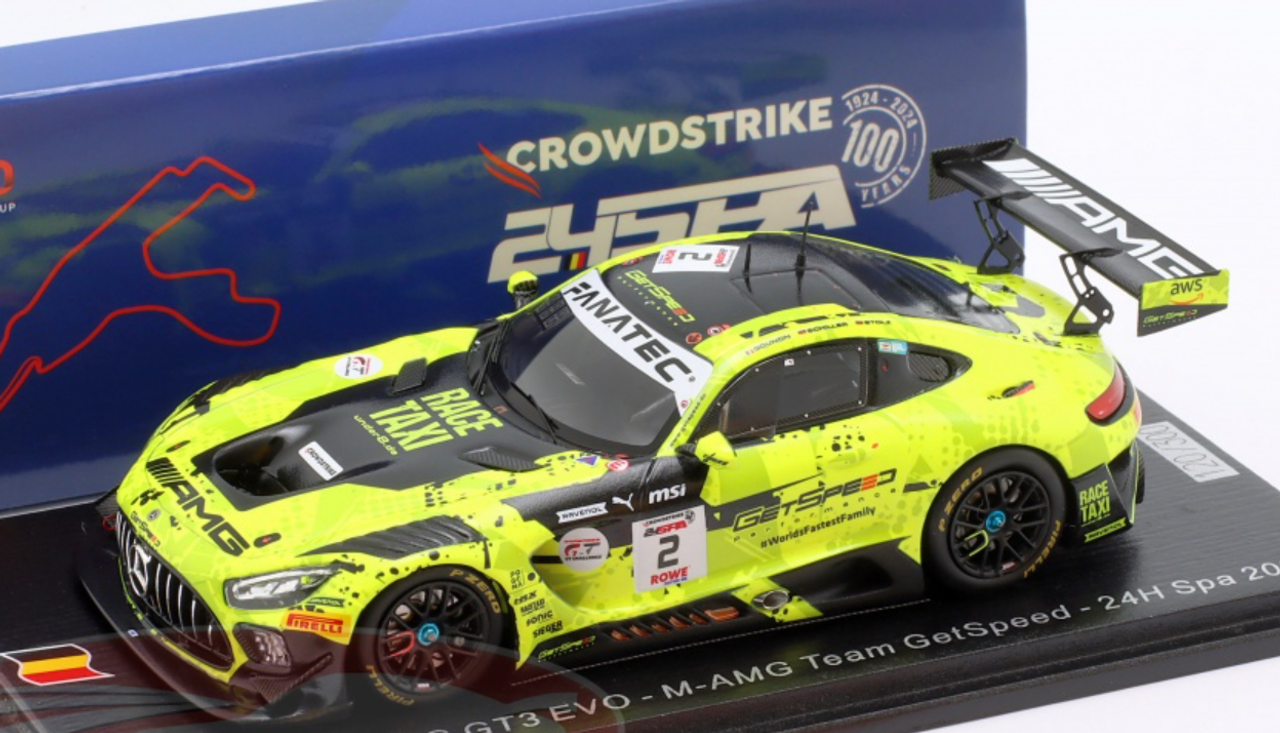 1/43 Spark Mercedes-AMG GT3 EVO No.2 M-AMG Team GetSpeed 24H Spa 2024 L. Stolz – J. Gounon – F. Schiller Car Model