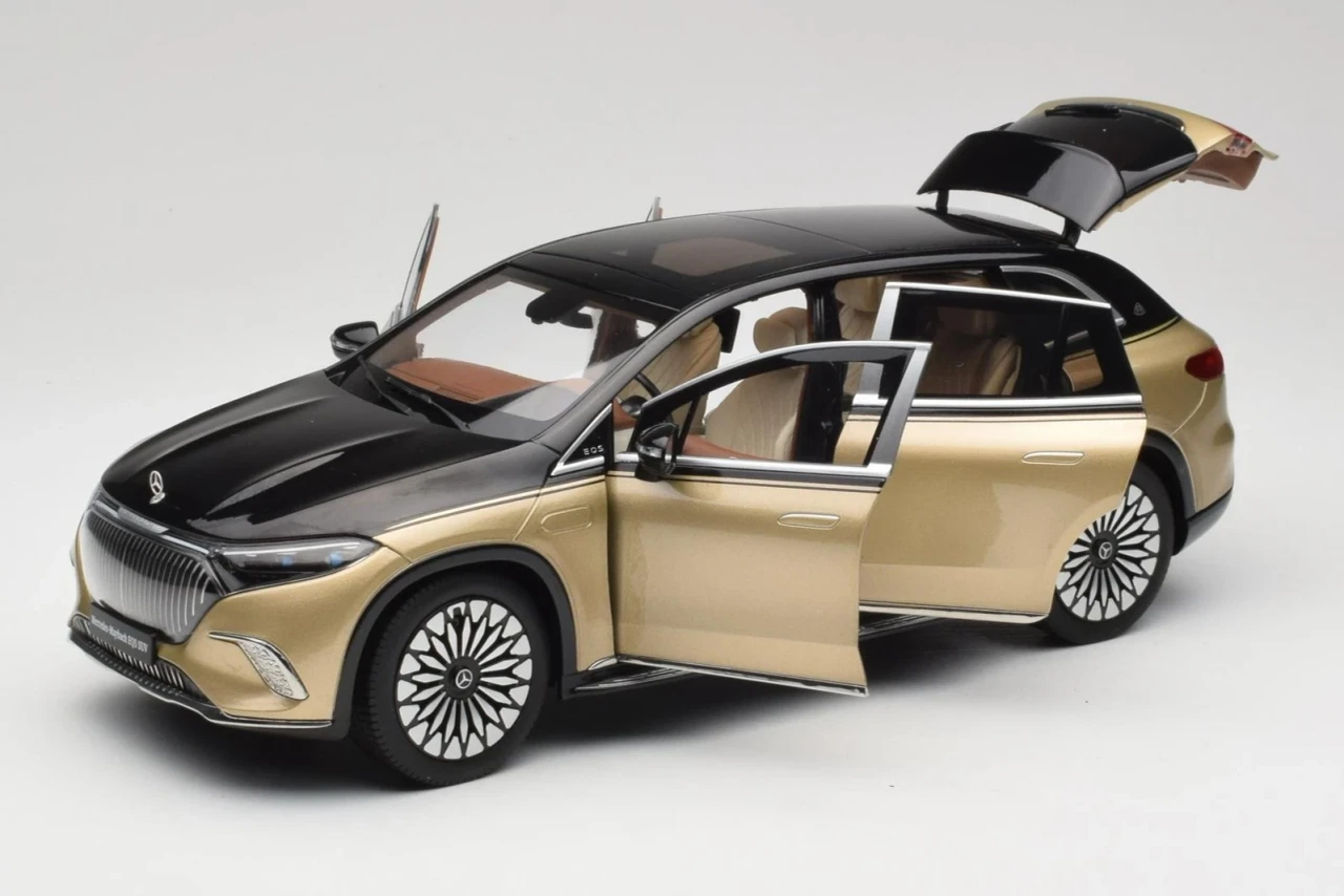 1/18 Dealer Edition 2024 Mercedes-Maybach EQS 680 SUV (Z296) (Obsidian Black & Kalahari Gold) Diecast Car Model