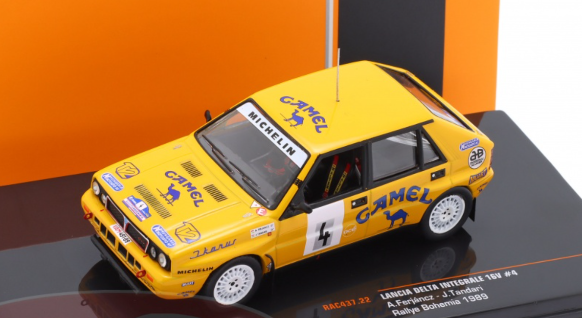 Ixo 1/43 Lancia Delta Integrale 16V Camel 1989 Bohemia Rally #4 A.Ferjancz/J.Tandari