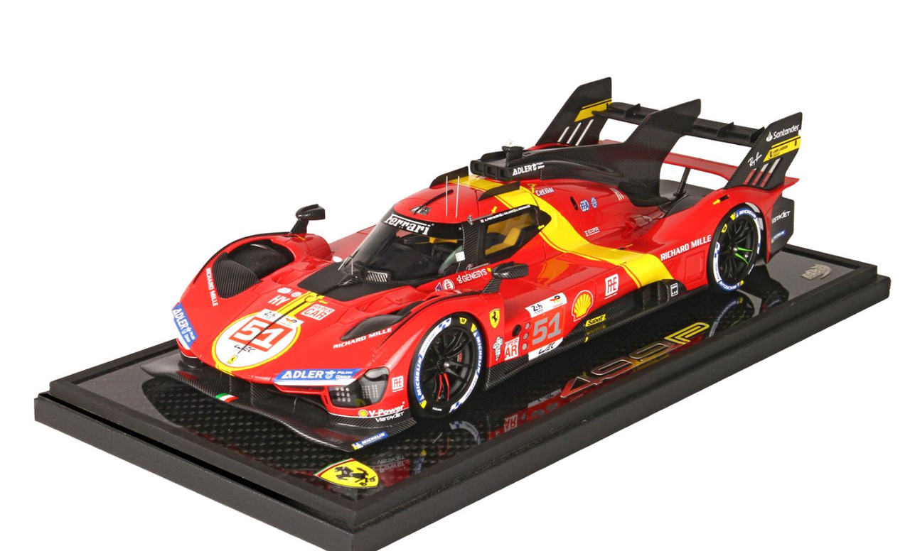 1/18 BBR 2023 Ferrari 499P #51 Winner 24h LeMans Ferrari AF Corse Alessandro Pier Guidi, James Calado, Antonio Giovinazzi Car Model Limited with Leather Case