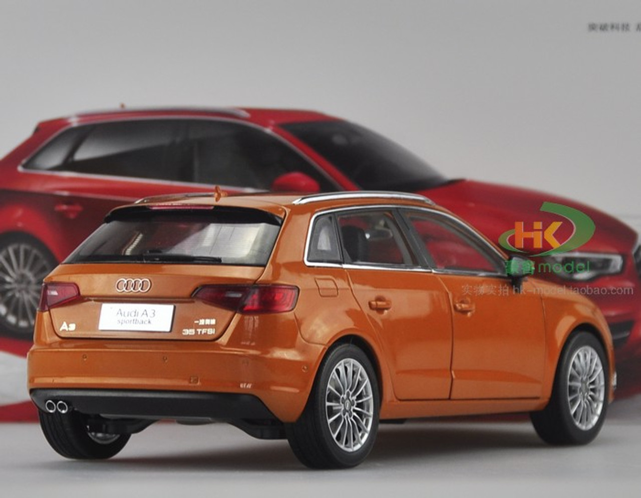 1/18 AUDI A3 SPORTBACK (ORANGE) DIECAST CAR MODEL - LIVECARMODEL.com