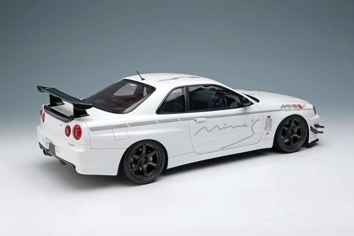 1/18 Makeup 2024 Nissan Mine's Skyline GT-R BNR34 V-Spec N1 Tokyo