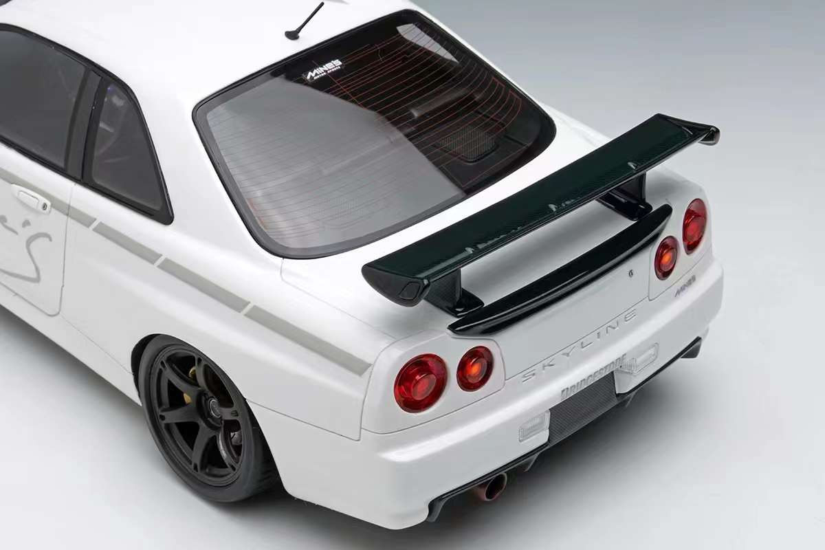 1/18 Makeup 2024 Nissan Mine's Skyline GT-R BNR34 V-Spec N1 Tokyo