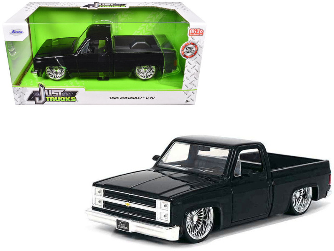 JadaToys 1/24 1985 シェビーC-10 1/24 Jada 1985 Chevrolet C10 Pickup with Wire Wheels (Black