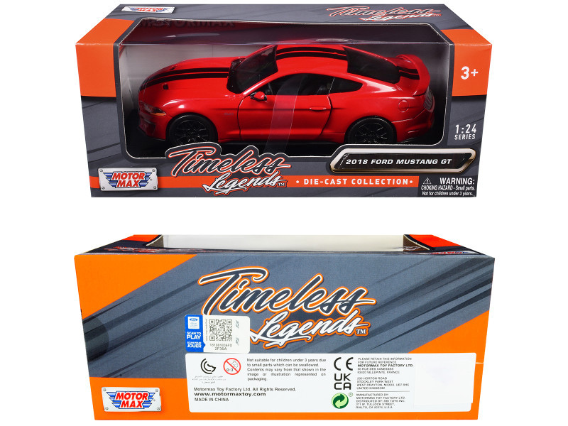 1/24 Motormax 2018 Ford Mustang GT 5.0 (Red with Black Stripes