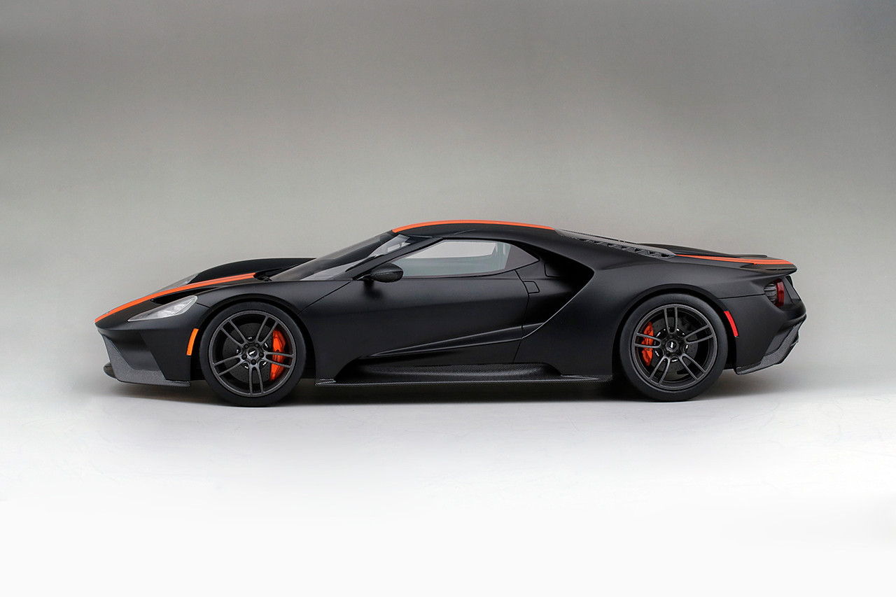 601-011 TOP SPEED 1/18 フォード Ford GT #66 1/18 Top Speed Ford GT Matte Black w/ Competition Orange