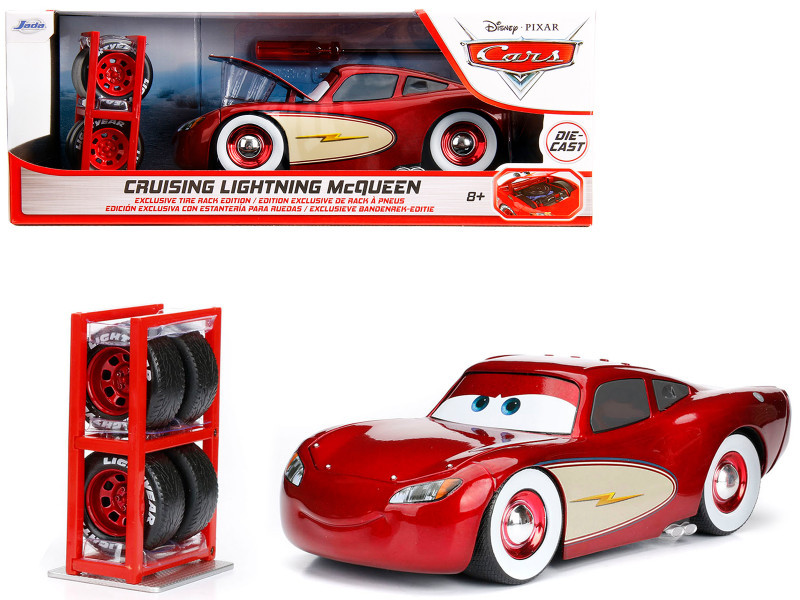 カーズ1/24 jada toys マックィーン クルージング 1/24 Jada Cruising Lightning McQueen with Tire Rack Pixar Disney