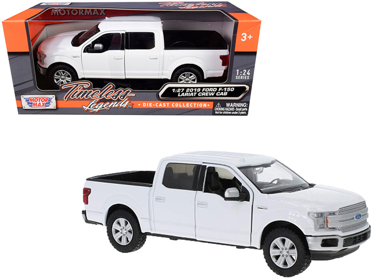 2019 Ford F-150 Lariat Crew Cab Pickup Truck White 1/24-1/27 Diecast Model Car by Motormax