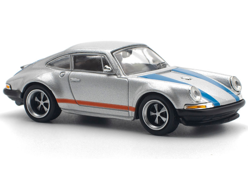1/64 Pop Race Porsche 911 964 Singer (Silver & Blue) Diecast Car