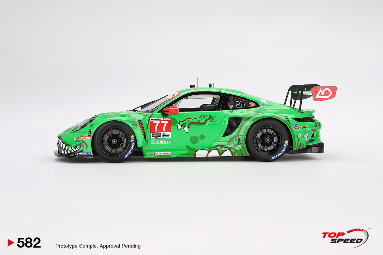1/18 Top Speed 2024 Porsche 911 GT3 R #77 AO Racing 2024 IMSA Daytona 24 Hrs GTD Pro 2nd Place Resin Car Model
