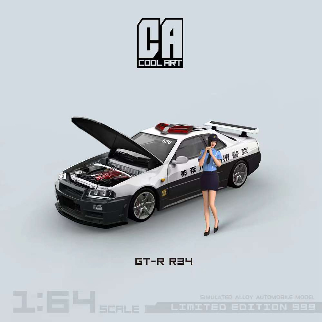 ん。 1/64 Cool Art Nissan Skyline GT-R GTR R34 Police Car Diecast