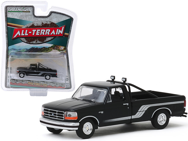 1992 Ford F-150 Pickup Truck Raven Black with Silver Stripes 