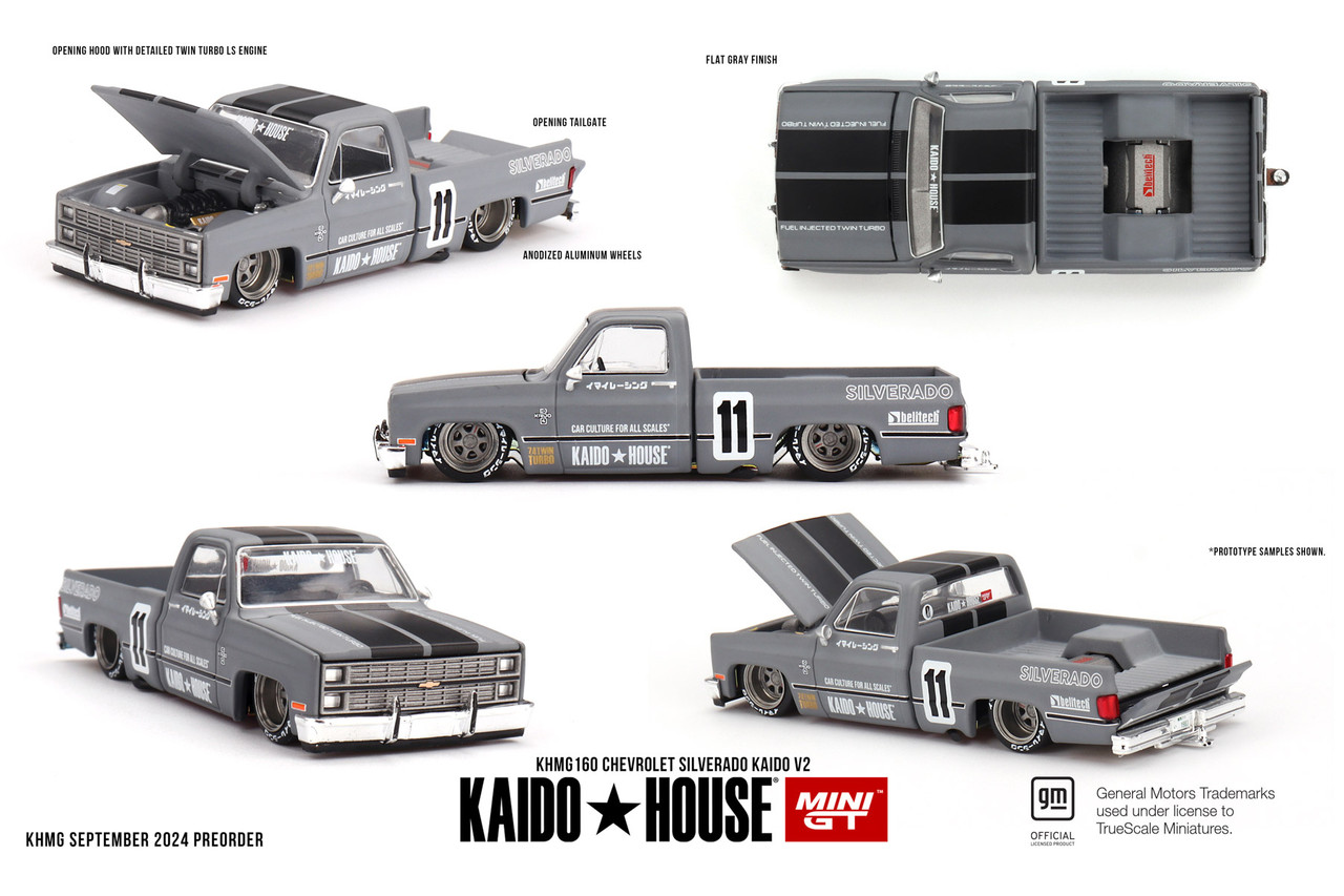 KAIDO HOUSE Chevrolet Silverado 2台セット 1/64 Kaido House & Mini GT Chevrolet Silverado KAIDO V2 (Silver