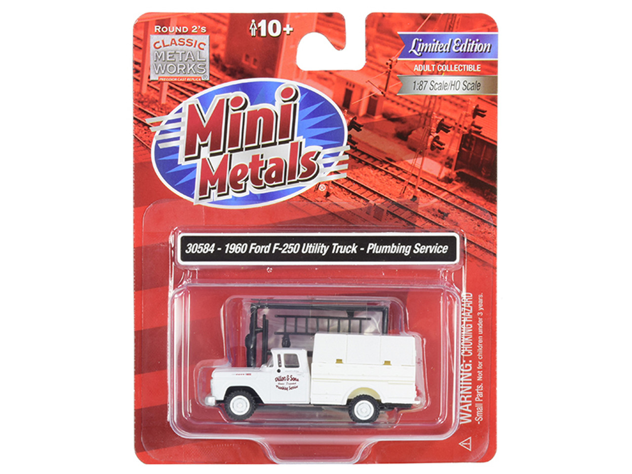 1960 Ford F-250 Utility Truck "Plumbing Service" White 1/87 (HO) Scale Model by Classic Metal Works