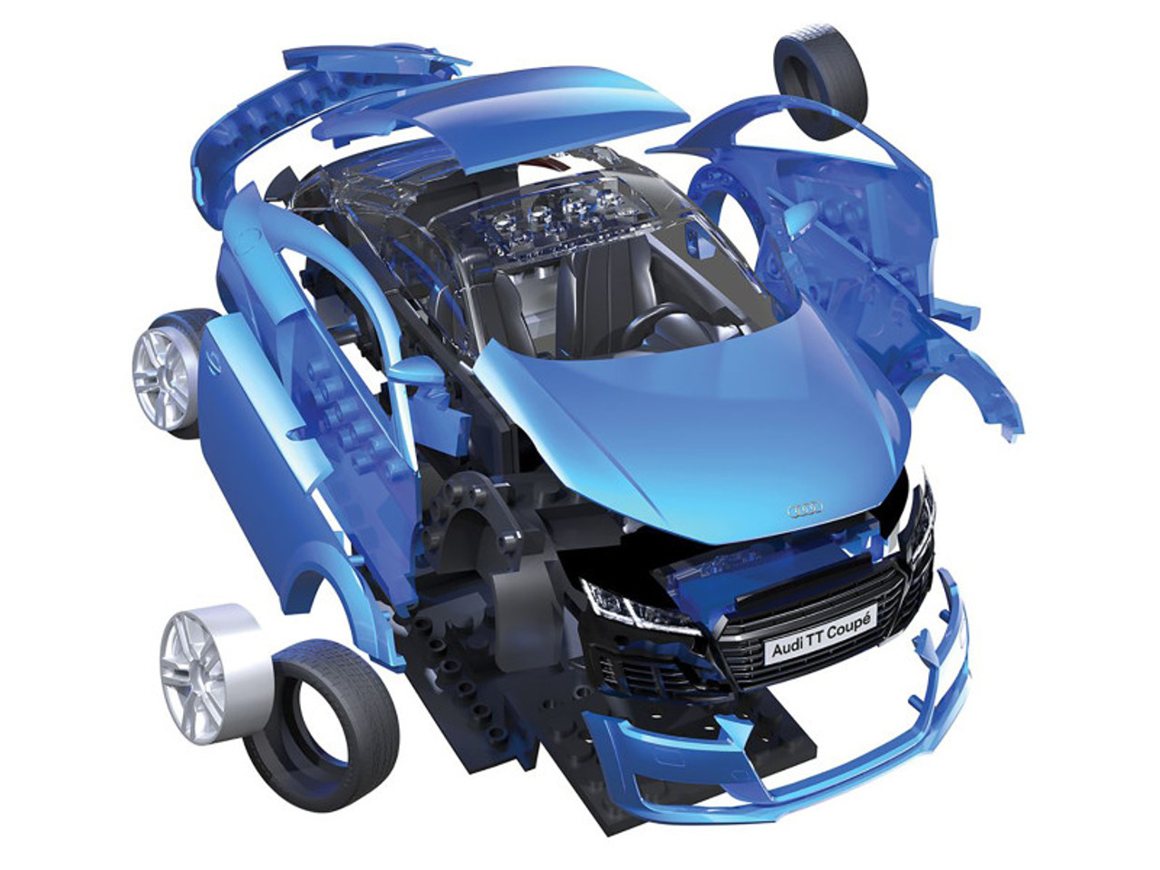 Skill 1 Model Kit Audi TT Coupe Blue Snap Together Snap
