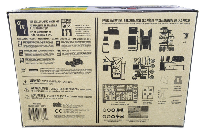 Skill 2 Model Kit 1925 Ford Model T "Chopped" Set of 2 pieces 1/25 Scale Model by AMT