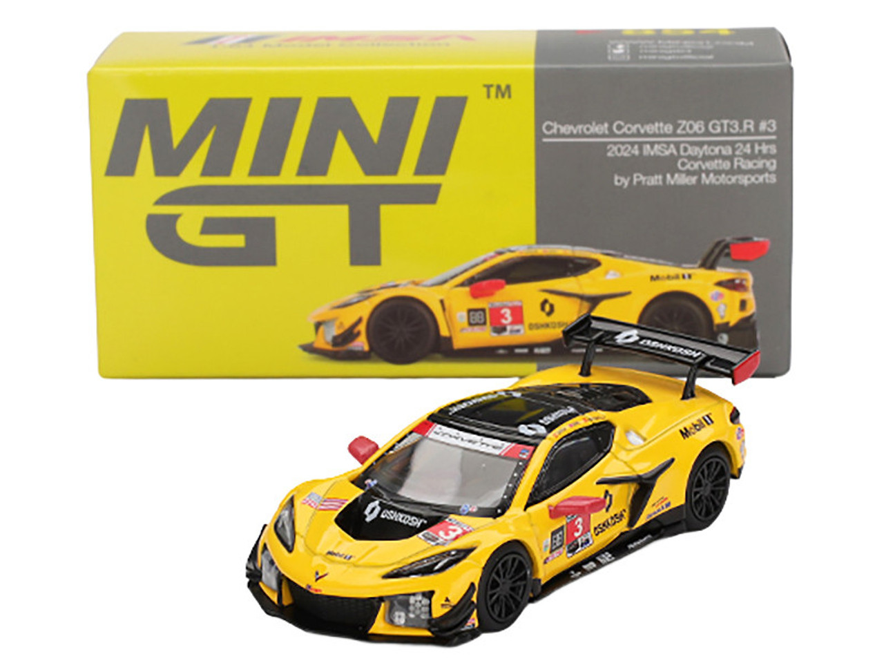 1/64 Mini GT Chevrolet Corvette C8 Z06 GT3.R #3 Corvette Racing by Pratt Miller Motorsports 2024 IMSA Daytona 24 Hrs Diecast Car Model