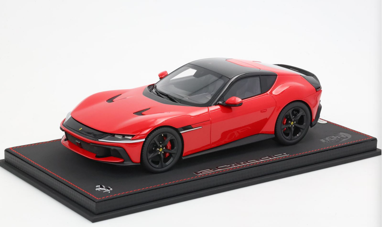 1/18 BBR Ferrari 12 Cilindri Panoramic Roof (Rosso Corsa Red with Matte Black Wheels) Car Model Limited 48 Pieces
