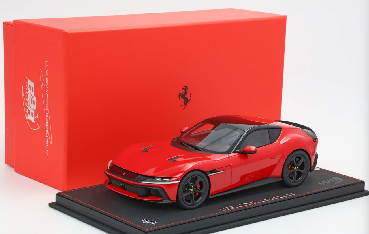 1/18 BBR Ferrari 12 Cilindri Panoramic Roof (Rosso Corsa Red with Matte Black Wheels) Car Model Limited 48 Pieces