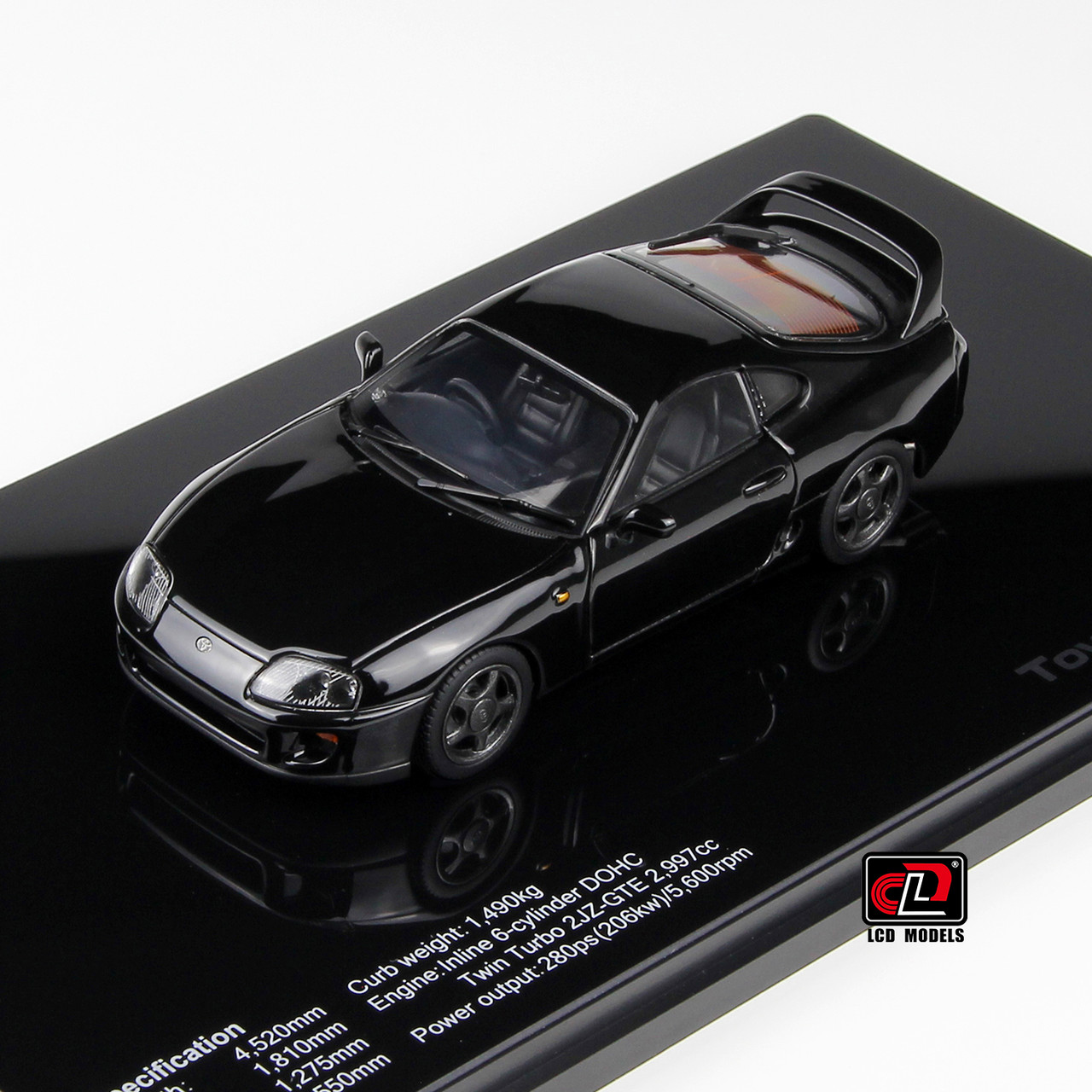 1/43 LCD Toyota Supra A80 (Black) Full Open Diecast Car Model