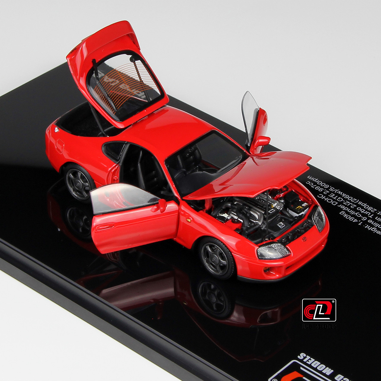 1/43 LCD Toyota Supra A80 (Red) Full Open Diecast Car Model