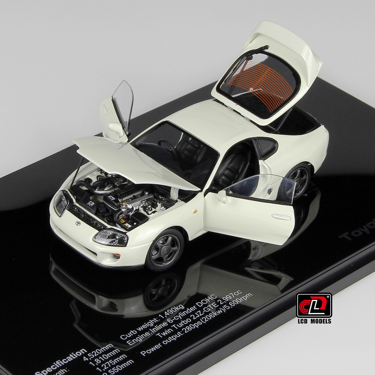 1/43 LCD Toyota Supra A80 (White) Full Open Diecast Car