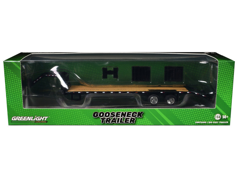 Gooseneck Trailer Black (In Box) 1/64 Diecast Model Car by