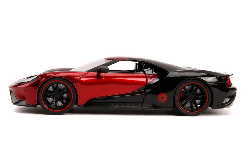 1/24 Jada 2017 Ford GT with Miles Morales Diecast Figurine "Spider Man" "Marvel" Series Diecast Car Model