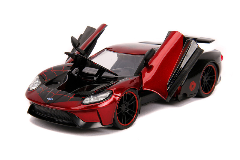1/24 Jada 2017 Ford GT with Miles Morales Diecast Figurine "Spider Man" "Marvel" Series Diecast Car Model