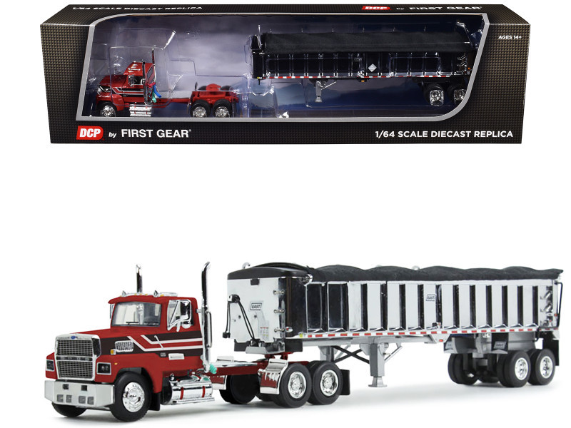 Ford LTL 9000 Day Cab with East End Dump Trailer Red and Black 1