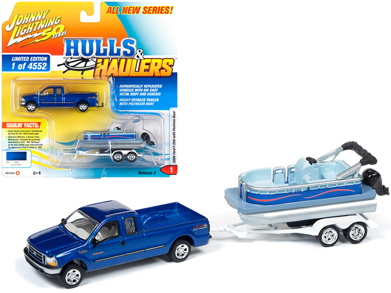 JOHNNY LIGHTNING JohnnyLightningジョニーライトニング/'04 Fordフォード F-250 青&ボート 1/64 限定