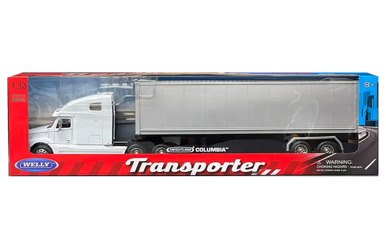1/32 Welly Freightliner Columbia Container (White) Transporter Diecast Model