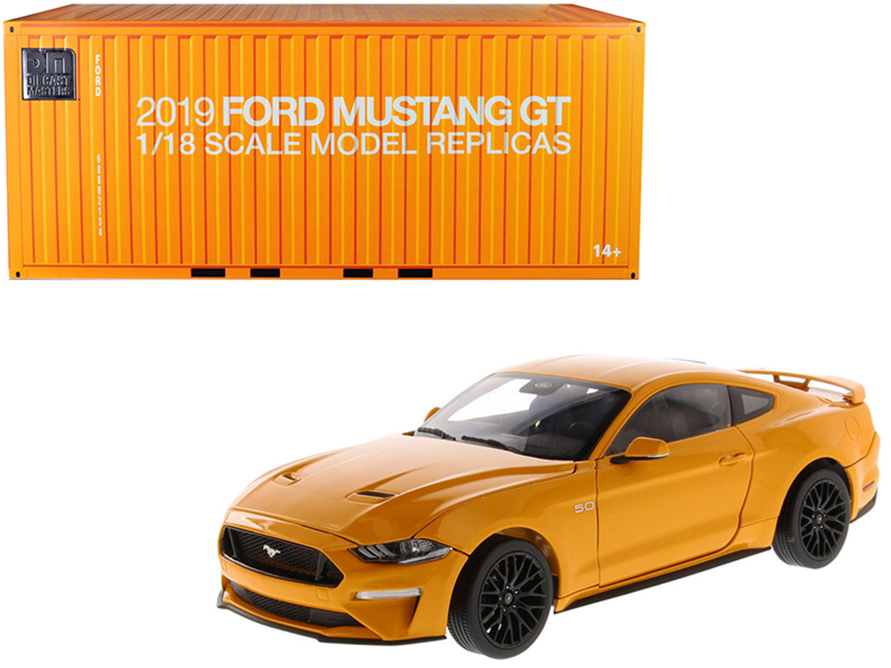 2019 Ford Mustang GT 5.0 Coupe Orange Fury Metallic 1/18 Diecast Model Car by Diecast Masters