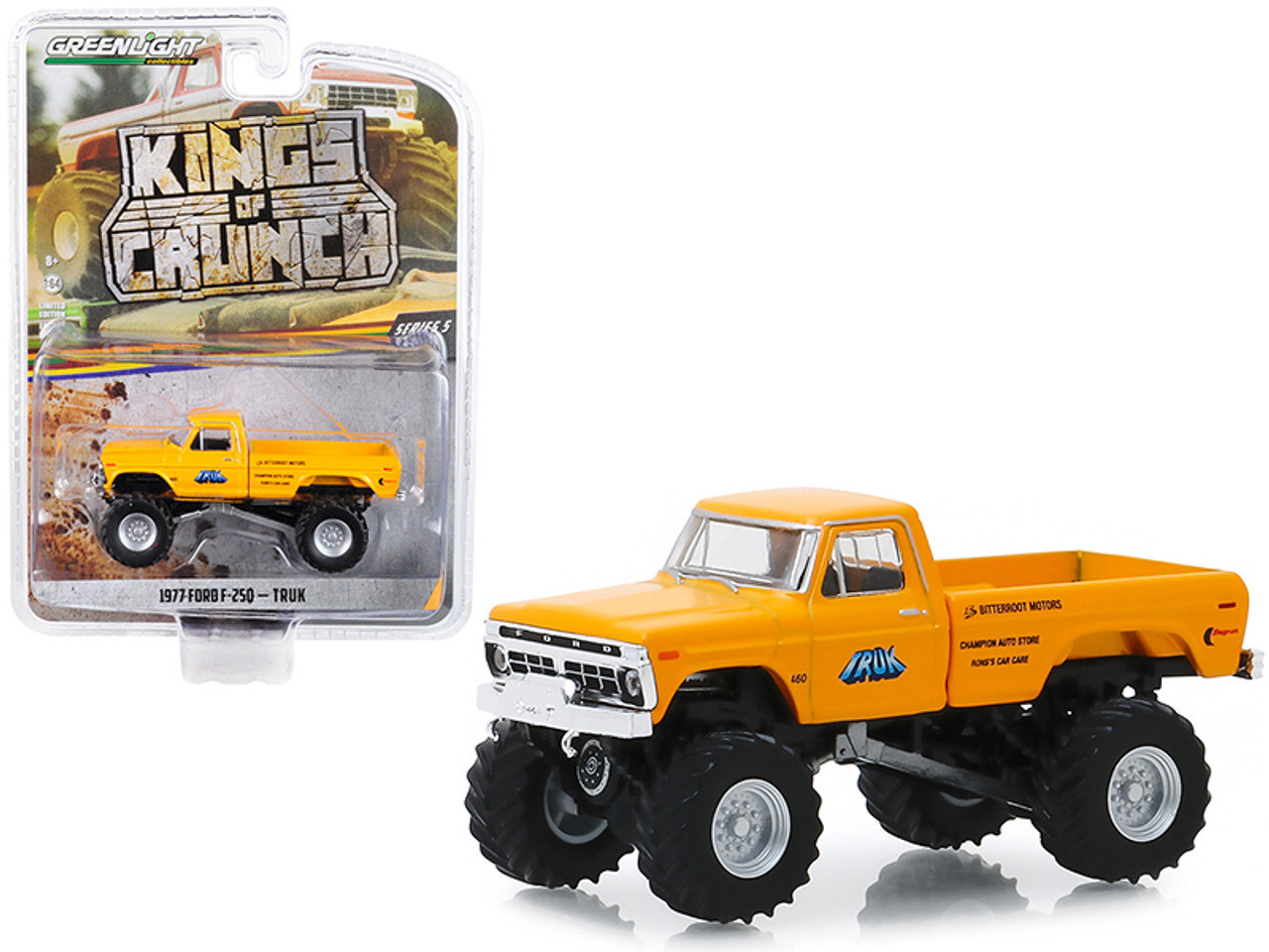 1977 Ford F-250 Monster Truck "Truk" Yellow "Kings of Crunch" Series 5 1/64 Diecast Model Car by Greenlight