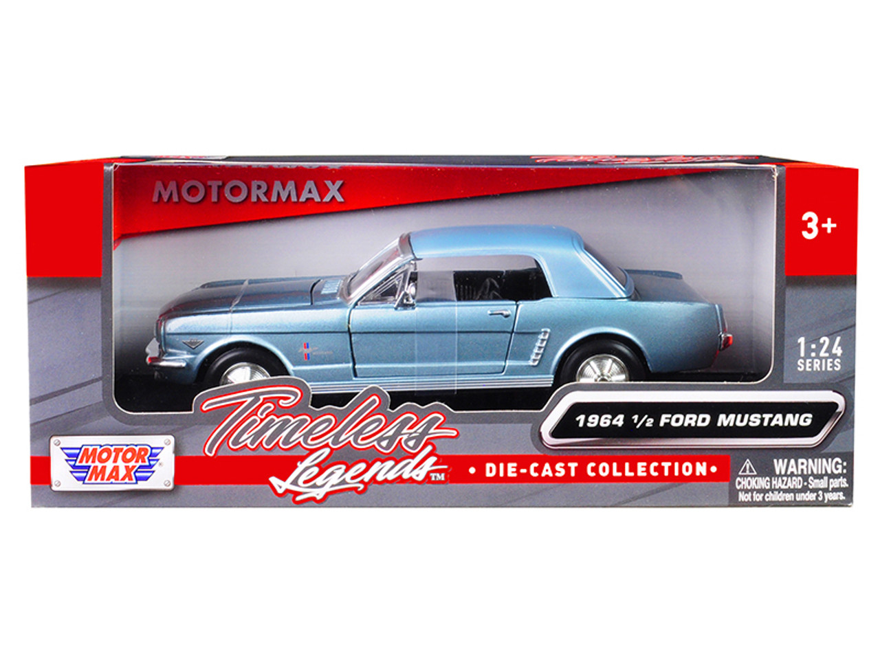 1964 1/2 Ford Mustang Metallic Light Blue "Timeless Legends" 1/24 Diecast Model Car by Motormax