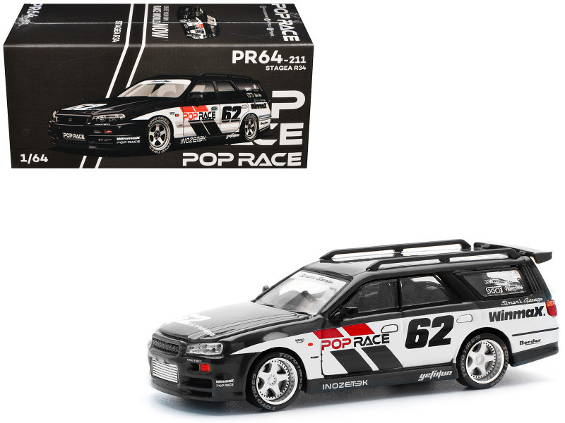 1/64 Poprace Nissan Stagea Simon's Garage #62 Diecast Car Model