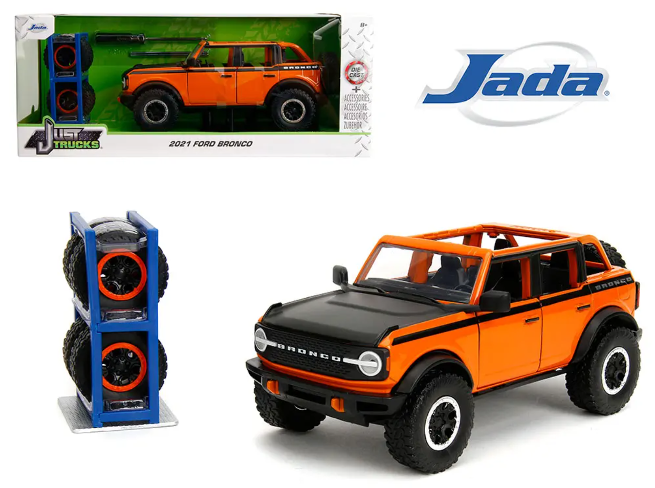 1/24 Jada 2021 Ford Bronco Open Top (Orange) Diecast Car Model
