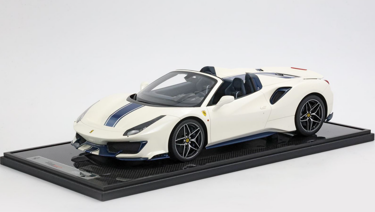 1/12 BBR Ferrari 488 Pista Spider Open Roof (White) Resin Car Model