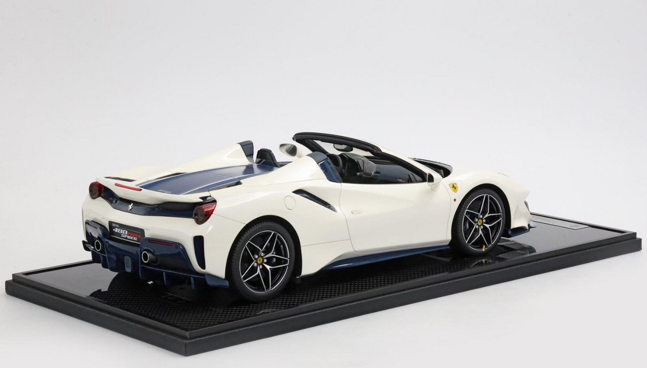 1/12 BBR Ferrari 488 Pista Spider Open Roof (White) Resin Car Model