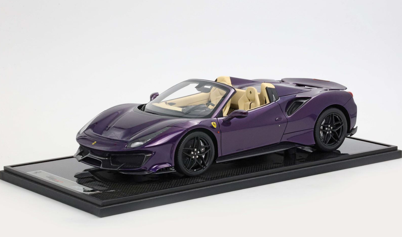 1/12 BBR Ferrari 488 Pista Spider Open Roof (Violet Hong Kong Purple) Resin Car Model Limited 10 Pieces