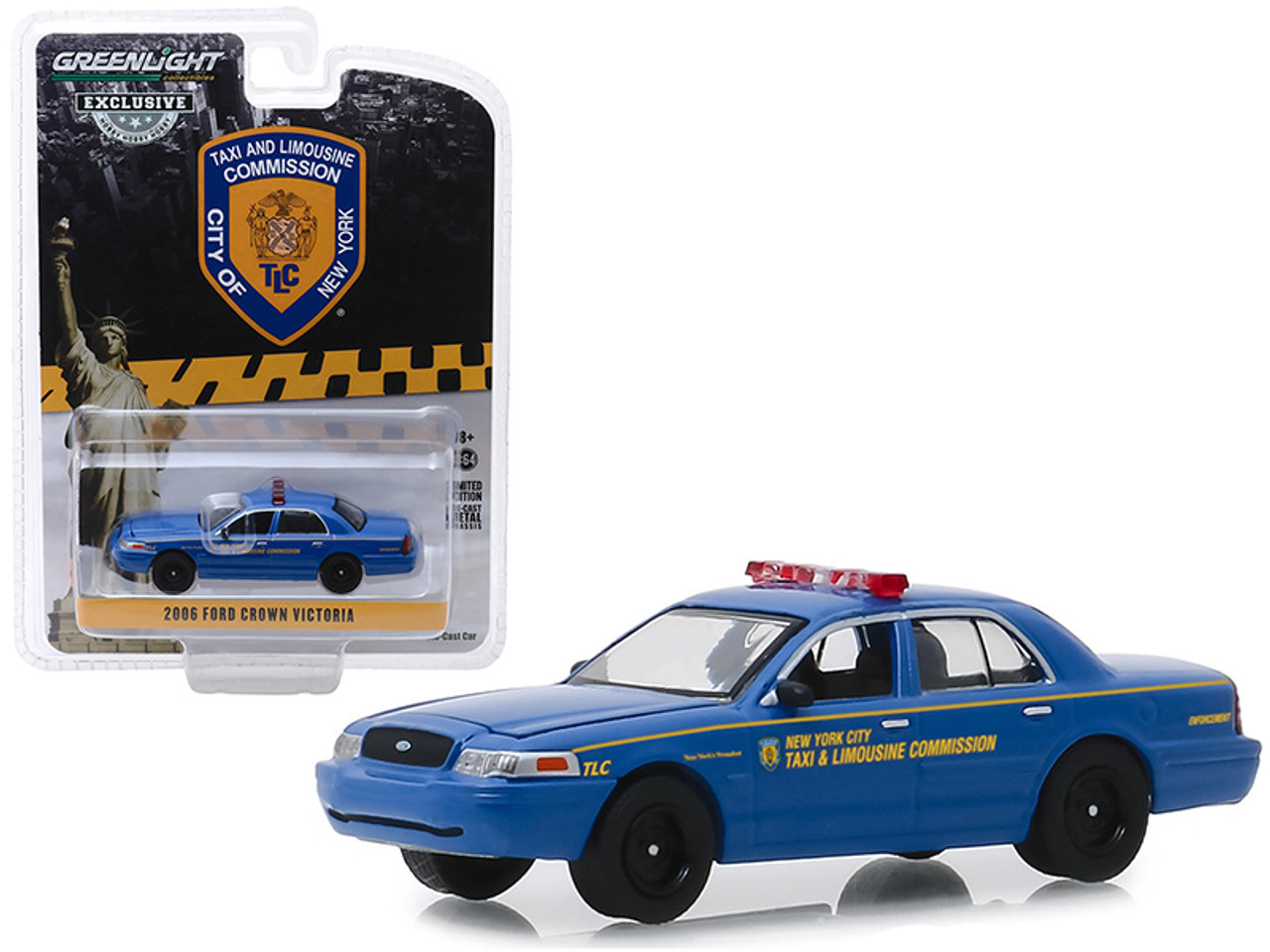 2006 Ford Crown Victoria "New York City Taxi and Limousine Commission" ("TLC") Blue "Hobby Exclusive" 1/64 Diecast Model Car by Greenlight