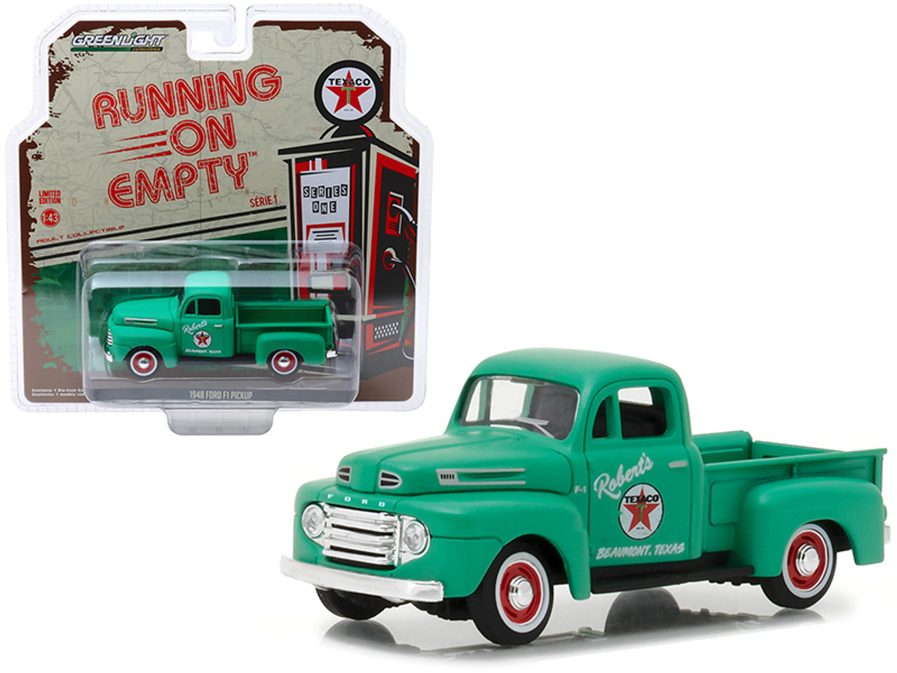 1948 Ford F1 Pickup Truck "Texaco" Matt Green "Running on Empty" Release 1 1/43 Diecast Model Car by Greenlight