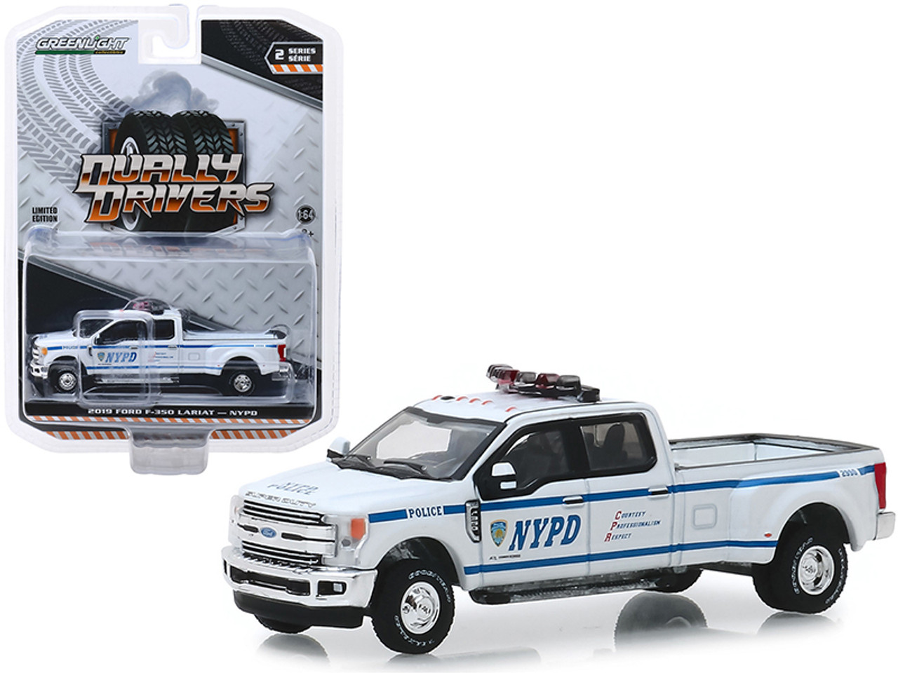 2019 Ford F-350 Lariat Pickup Truck "New York City Police Dept" (NYPD) "Dually Drivers" Series 2 1/64 Diecast Model Car by Greenlight