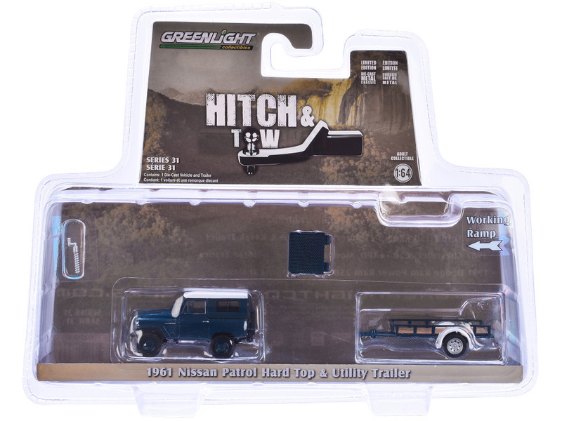 Ｋ-LAND専用。 1961 Nissan Patrol Blue with White Top and Utility Trailer 
