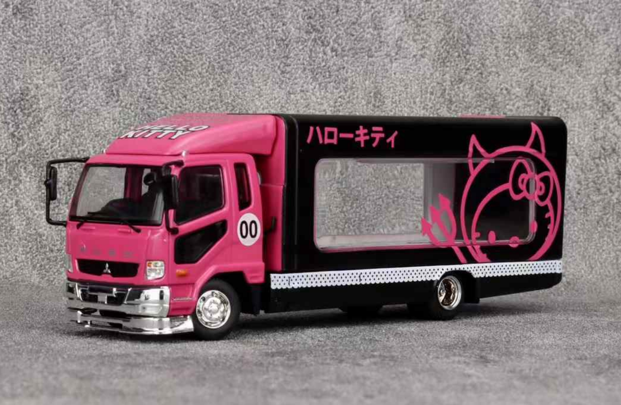 新品 GCD 1/64 三菱 FUSO ファイター 積載車 ピンク 2台セット 1/64 GCD Mitsubishi Fuso (Pink Hello Kitty) Transportation