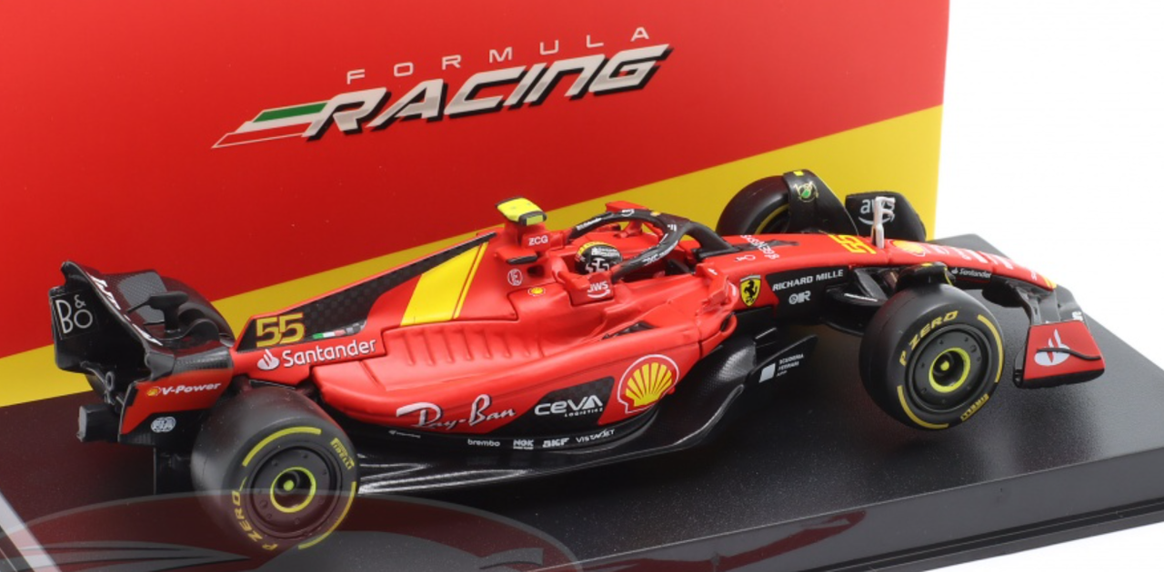 1/43 BBurago 2023 Formula 1 Carlos Sainz Jr. Ferrari SF-23 #55 3rd Italy GP 3rd Place Car Model Elite Edition