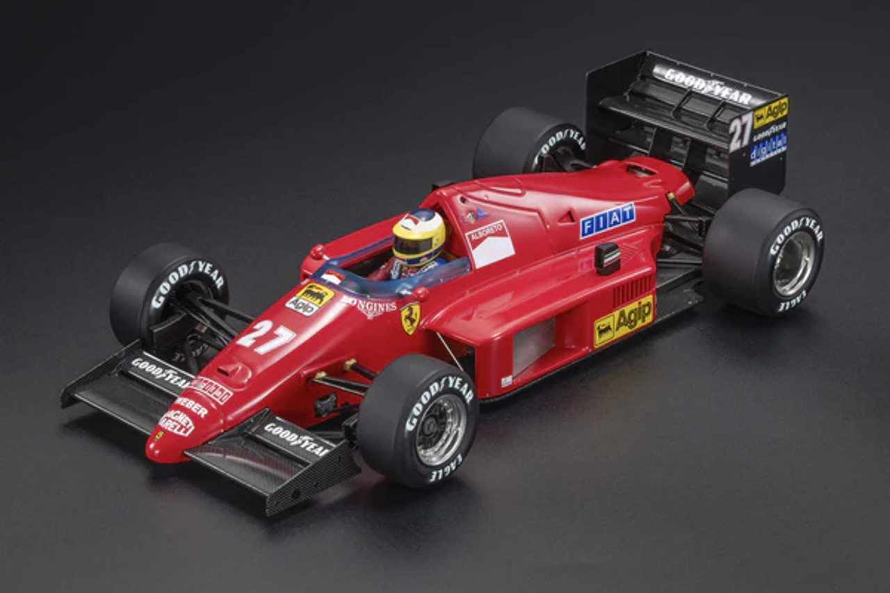 1/18 GP Replicas 1986 Formula 1 Michele Alboreto Ferrari F1/86 #27 2nd Austria GP Car Model with Driver Figure